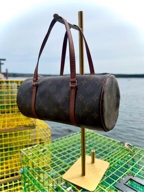 1994 Louis Vuitton Monogram Cylinder Duffel Bag in Brown and Tan mint condition